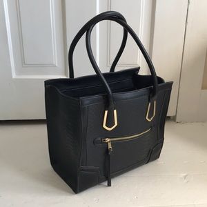 Large black structured bag / purse gold hardware